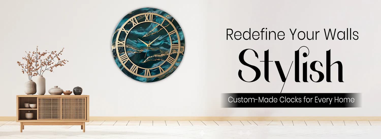 Luxury marble and gold wall clock with silent movement